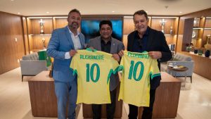 Presidente da CBF, Ednaldo Rodrigues, recebeu Pedro Lourenço, presidente e dono da SAF do Cruzeiro, e Alexandre Mattos, CEO do clube mineiro Créditos: Lesley Ribeiro/CBF